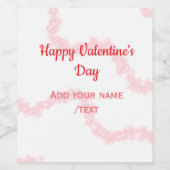 Red glitter lines happy Valentine's day spiral nam ワインラベル (シングルラベル)