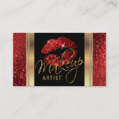 Red Glitter Lips and Elegant Gold Script 名刺 (正面)
