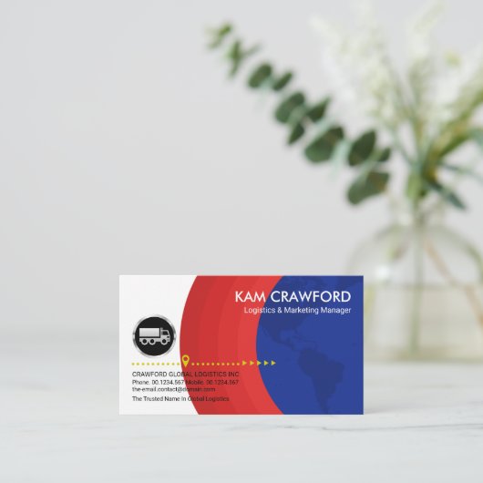 Red Globe Layers Silver Truck Logisticsドライバ 名刺 (スタンド正面)