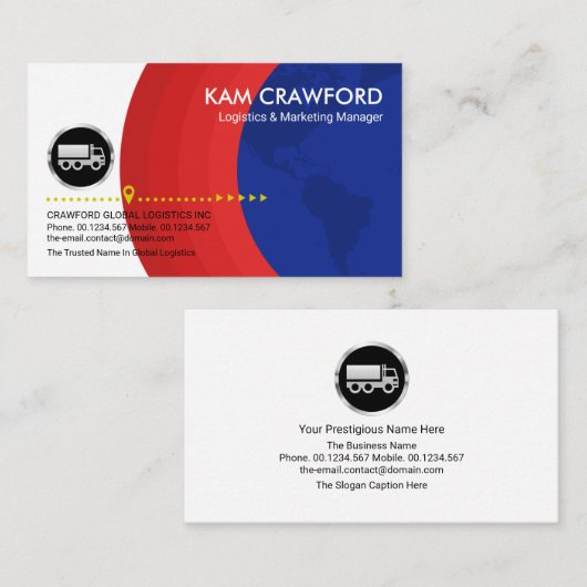 Red Globe Layers Silver Truck Logisticsドライバ 名刺 (正面/裏面)