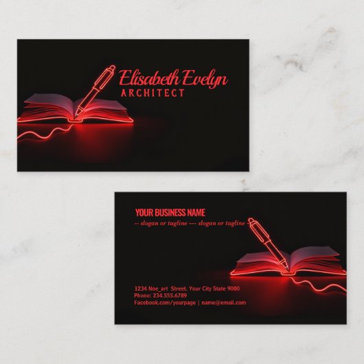 Red Glow of Insight: Pen and Book in the Dark 名刺 (正面/裏面)