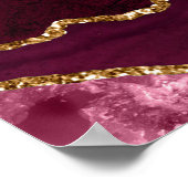 Red Gold Agate Wedding Seating Chart 10 Table ポスター (角)