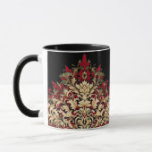 Red Gold and Black Damask  マグカップ (左)