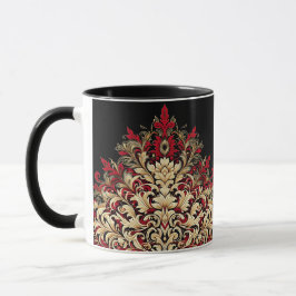 Red Gold and Black Damask  マグカップ