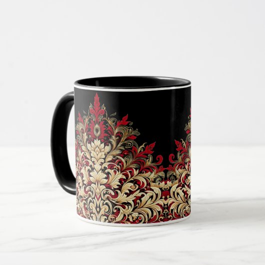Red Gold and Black Damask  マグカップ (正面左)