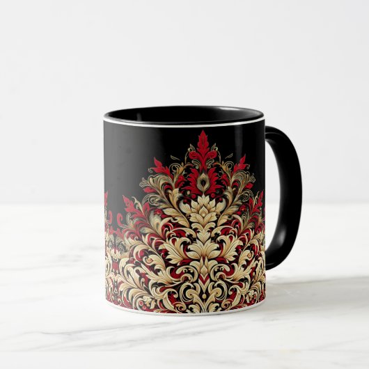 Red Gold and Black Damask  マグカップ (正面右)