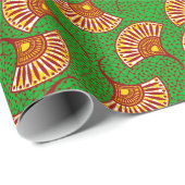 Red Gold And Green Ankara Fan Print Wrappin ラッピングペーパー (ロールコーナー)