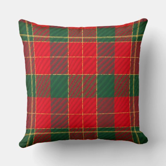 Red Gold and Green Checkered Christmas    クッション (裏面)