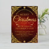 Red Gold and Velvet Elegant Christmas Invitaiton 箔招待状 (立ち正面)