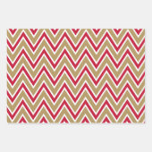 Red, Gold, and White Chevron & Stripe Patterns ラッピングペーパーシート (正面)