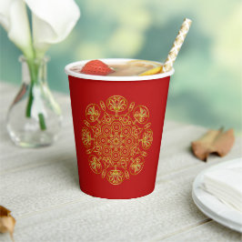 Red & Gold Arabic-inspired Paper Cup 紙コップ