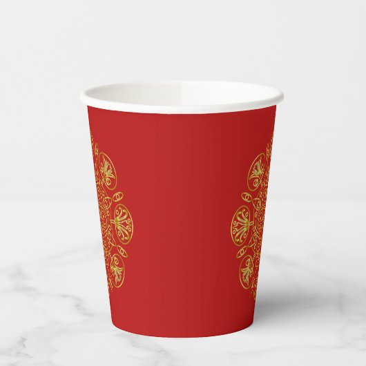 Red & Gold Arabic-inspired Paper Cup 紙コップ (左)