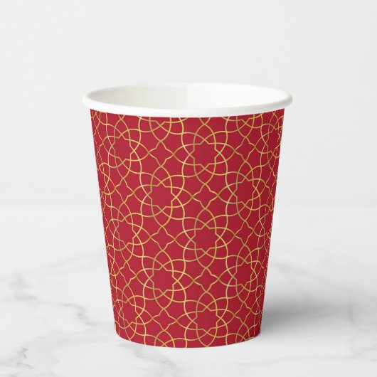 Red & Gold Arabic-inspired Paper Cup 紙コップ (左)