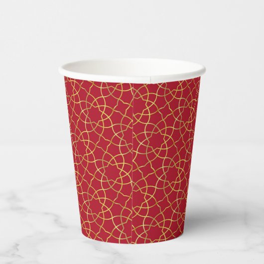 Red & Gold Arabic-inspired Paper Cup 紙コップ (右)