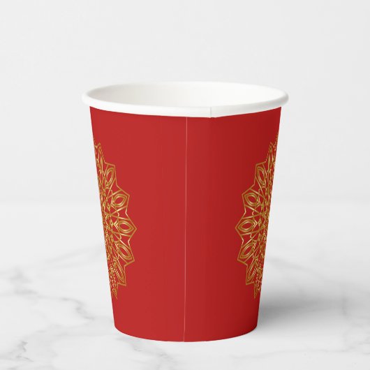 Red & Gold Arabic-inspired Paper Cup 紙コップ (右)