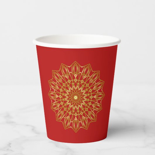 Red & Gold Arabic-inspired Paper Cup 紙コップ (正面)