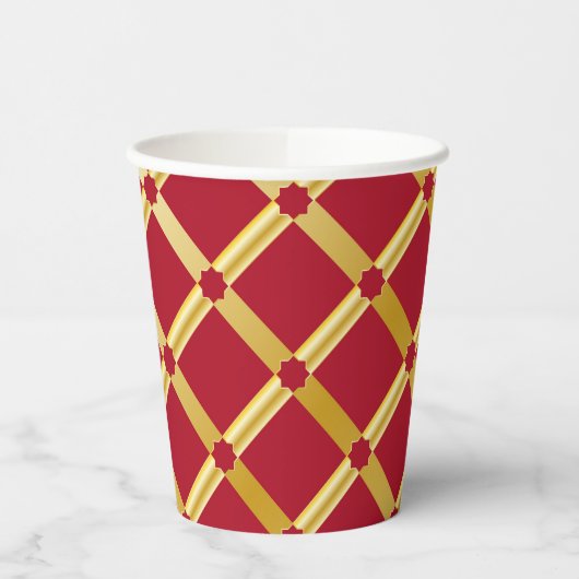 Red & Gold Arabic-inspired Paper Cup 紙コップ (左)
