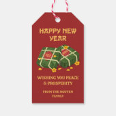 Red & Gold Banh Chung Ochna Vietnamese Tet 2026 ギフトタグ (裏面)