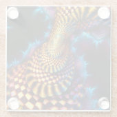 Red & Gold Checkered Mandelbrot Fractal ガラスコースター (裏面)