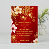 Red Gold Cherry Blossom Chinese Wedding 箔招待状 (立ち正面)