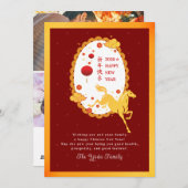 Red Gold Chinese New Year of the Horse 3 Photo シーズンカード (正面/裏面)