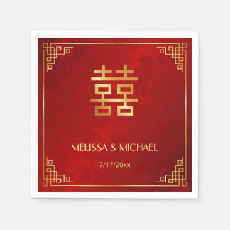   Red  Gold Chinese Wedding Custom  スタンダードカクテルナプキン