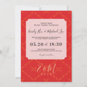 Red Gold Chinese Wedding Invitation 招待状 (裏面)
