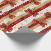 Red Gold Christmas Bows  ラッピングペーパー (角)