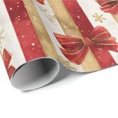 Red Gold Christmas Bows  ラッピングペーパー (ロールコーナー)