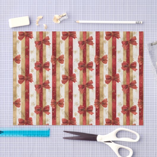 Red Gold Christmas Bows  薄葉紙 (クラフト)