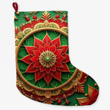 Red Gold Christmas Holiday Stocking
