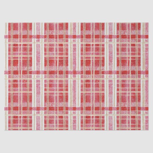 Red Gold Christmas Plaid Pattern#2 ID1009 薄葉紙 (正面)
