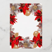 Red & Gold Christmas Poinsettia Wreath Foil Invita 箔招待状 (裏面)