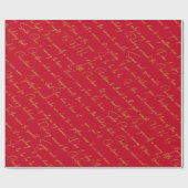 Red Gold Christmas Typography Pattern#36 ID1009 ラッピングペーパー (フラット)