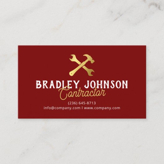 Red Gold Construction Building QR Code 名刺 (正面)