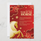 Red Gold Elegant Lunar New Year Horse 招待状 (正面)