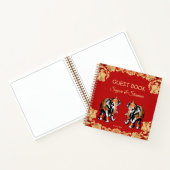 Red gold elephants Indian wedding guest book ノートブック (内部)
