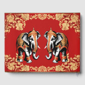 Red gold elephants Indian wedding personalized ゲストブック (裏面)