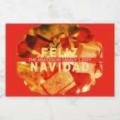 Red Gold Feliz Navidad Custom Elegant Christmas フードラベル (シングルラベル)