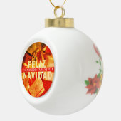 Red Gold Feliz Navidad Modern Elegant Christmas スノーフレークピューターオーナメント (右)