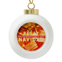 Red Gold Feliz Navidad Modern Elegant Christmas
