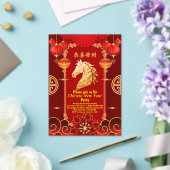 Red & Gold Festive Chinese Year of the Horse アクリル招待状 (インサイチュ (ウェディング))