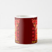 Red & Gold Festive Chinese Year of the Horse コーヒーマグカップ (中央)
