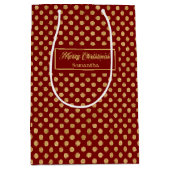 Red Gold Festive Christmas Paper Gift Bag Custom ミディアムペーパーバッグ (正面)