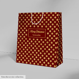 Red Gold Festive Christmas Paper Gift Bag Custom ミディアムペーパーバッグ