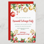 Red Gold Festive Ornament Exchange Christmas Party (正面/裏面)