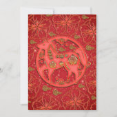 Red Gold Floral Horse 2026 Chinese New Year Party 招待状 (正面)