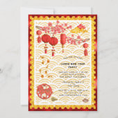 Red Gold Floral Horse 2026 Chinese New Year Party 招待状 (裏面)