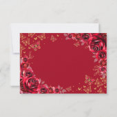 Red Gold Floral Quinceanera Reply 出欠カード (裏面)