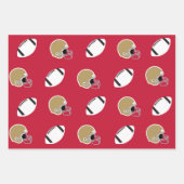 Red & Gold Football Leopard Print Game Day Pattern ラッピングペーパーシート (正面3)
